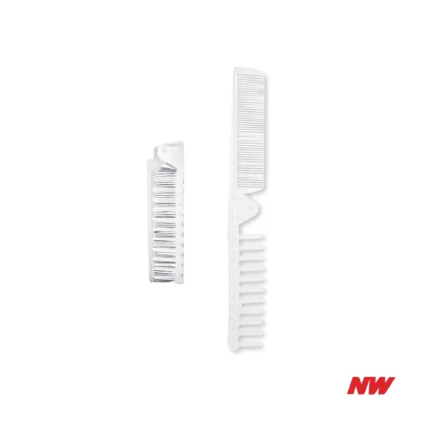 Portable Folding Hair Comb with Handle - White Plastic (1,000pcs)
