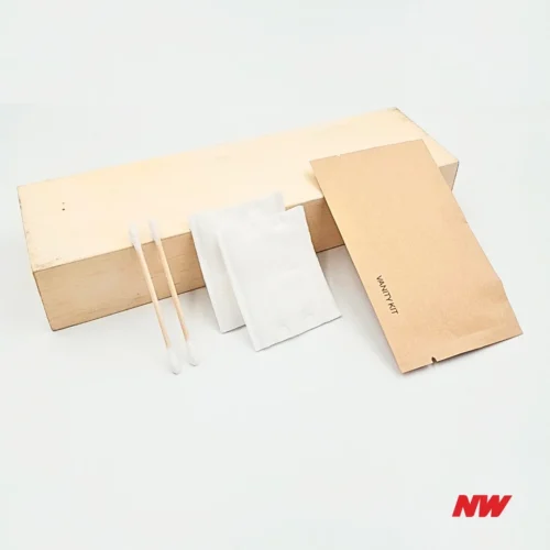 Vanity Kit 3 - Wood Cotton Pad + Wood Cotton Bud - Brown Kraft Paper Wrapper Eco Friendly Vanity Kit Wood Cotton bud+cotton pad โ Kraft Paper Packing